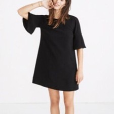 NEW MADEWELL womens black mini dress with bell sleeves S