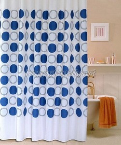 Blue Geometric Dots Circle Pattern Design Bathroom Fabric Shower