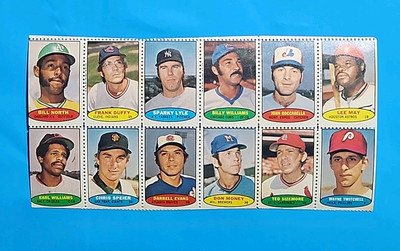 Vintage 1974 Topps Baseball Stamp Card Uncut Sheet Vintage Odd Ball May Lyle