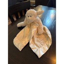 Bearington Baby Collection Lamby Cream Lamb Plush Satin Lovey Security Blanket
