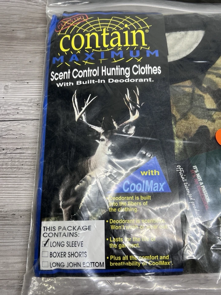 Contain Hunting Shirt Coolmax Camo Long Sleeve Size L NIP Built in Deodorant #1 - Image 2 of 4