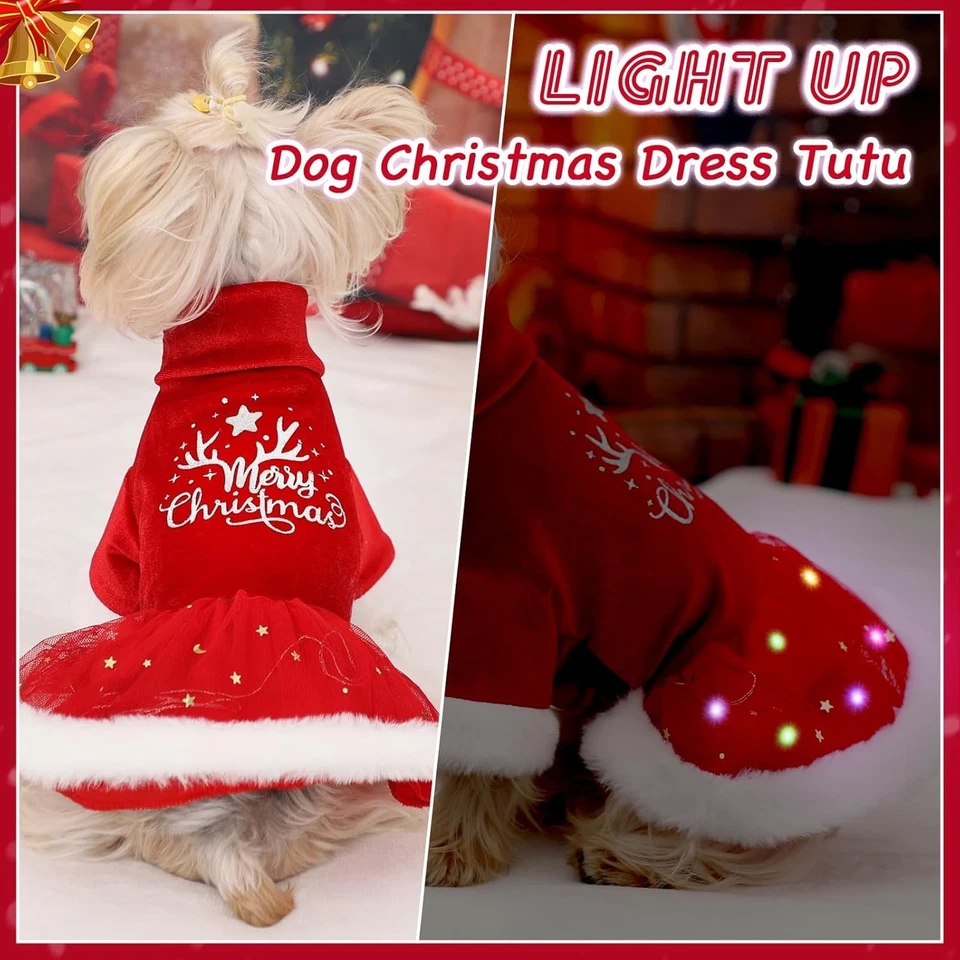 Dog Christmas Dress, Dog Outfit, Pet Fall Clothes (M, Red) - Image 2 of 4