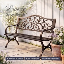 Levede Garden Bench,Outdoor Bench,300kg Metal,Floral Pattern Bronze