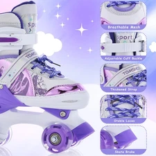Roller Skates for Girls Boys for Kids 4 Size Adjustable with Light Up Wheels US