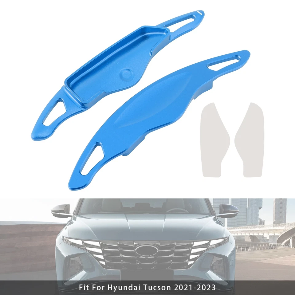Steering Wheel Paddle Shifter Extension For Hyundai Tucson Aluminium Blue Foto 3 de 4