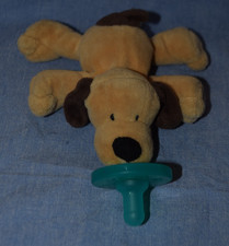 Wubbanub Baby Pacifier Plush Brown Tan DOG Machine Washable