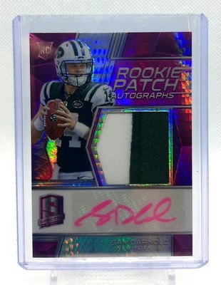 2018 Panini Spectra #201 Sam Darnold RC RPA Neon Pink 14/25 JERSEY # Rookie Auto
