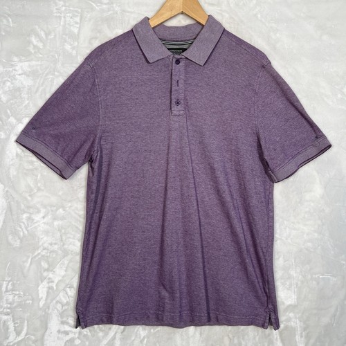 Nordstrom Men's Shop Short Sleeve Purple Polo Shirt Size M w/Collar READ