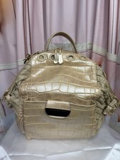👜 Versace Croc-Embossed Leather Top Handle Satchel Handbag – Made in Italy