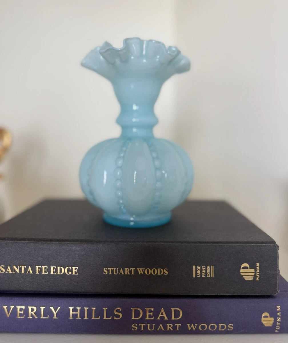 Fenton Blue Melon Vase for sale | eBay