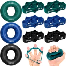Grip Strength Trainer Hand Exerciser Forearm Strengthener 9-Piece Kit