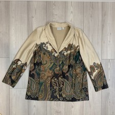 Susan Graver Womens XL Regular Printed Suede Shawl Collar Jacket Paisley A547212
