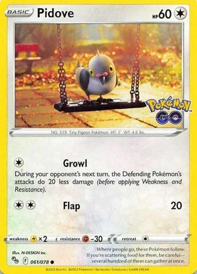 Pidove 061/078 Pokemon GO Common NM Pokemon TCG
