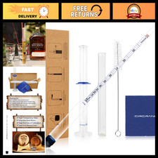0-200 Proof Alcohol Hydrometer Kit with Glass Test Jar  Cylinder for Distilling
