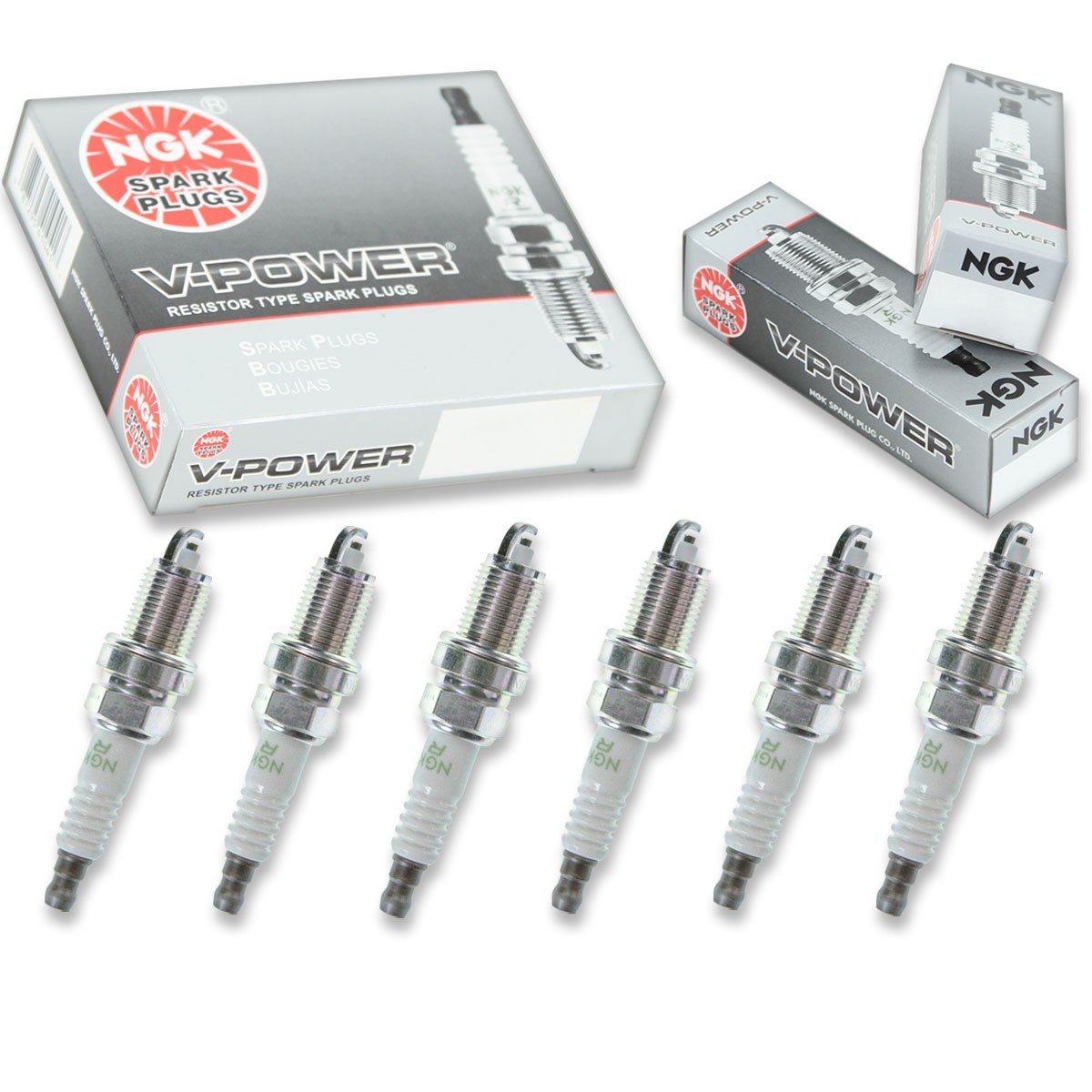 6 pcs NGK V-Power Spark Plugs for 1981-1985 Jeep Scrambler 4.2L L6 - Engine un