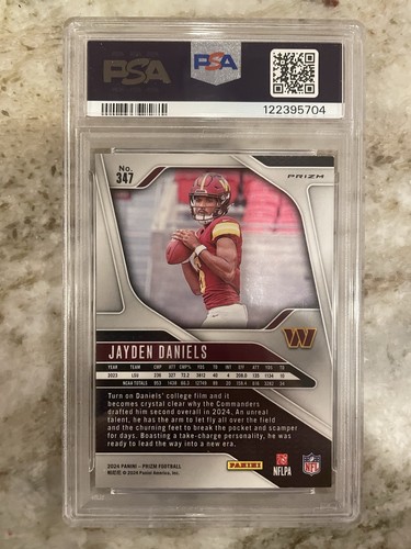 2024 Panini Orange Disco Prizm #347 Jayden Daniels RC Rookie PSA 8 casi nuevo Commanders - Imagen 2 de 2