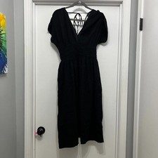 LOFT Beach Crinkle Smocked Midi Pocket Dress size Small NWT