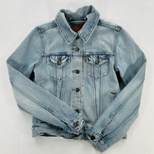 Levi's Jacket Kids XS Blue Denim Trucker Button Front Pockets Light Wash Casual