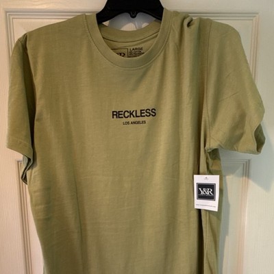 Young & Reckless Men's Green RECKLESS Los Angeles Graphic T-Shirt Crew Neck L
