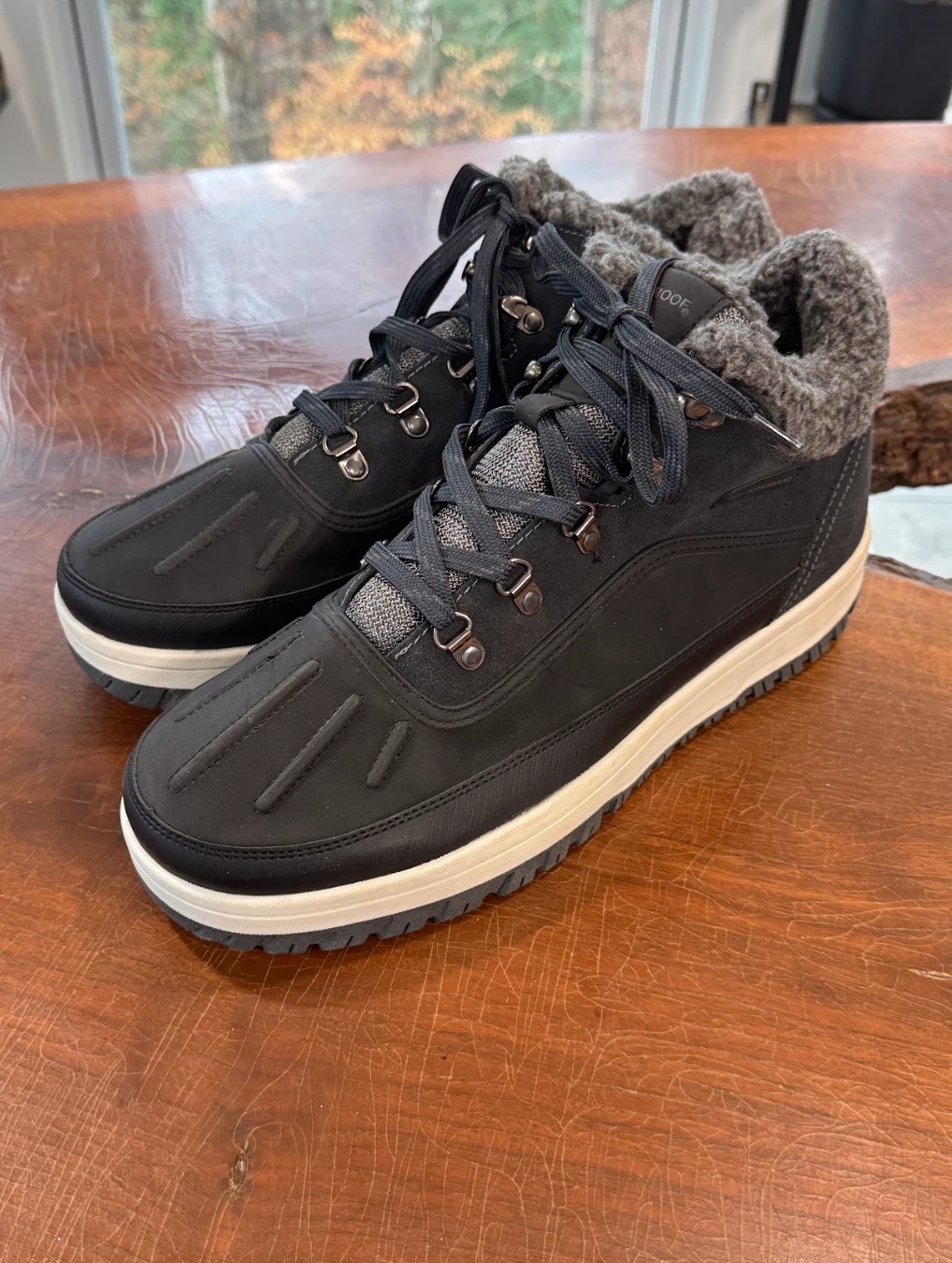 Weatherproof Vintage Landon Boots Men 12 Black Waterproof Faux Fur Hiking