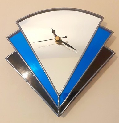 Art Deco Spiegel Wanduhr 7 Zoll x 7,5 Zoll Unikat Handarbeit