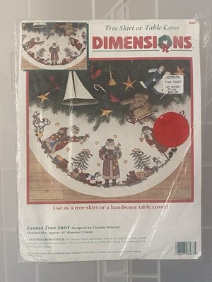 Vtg Dimensions Cross Stitch Kit #8487 'Santas Tree Skirt' 45'' Diameter - OPEN