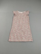 LOFT Sweater Dress Womens 4 Tweed Stripe Ruffle Cap Sleeve Pink Work Office
