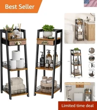 Rustic Brown Bathroom Shelf with Drawer