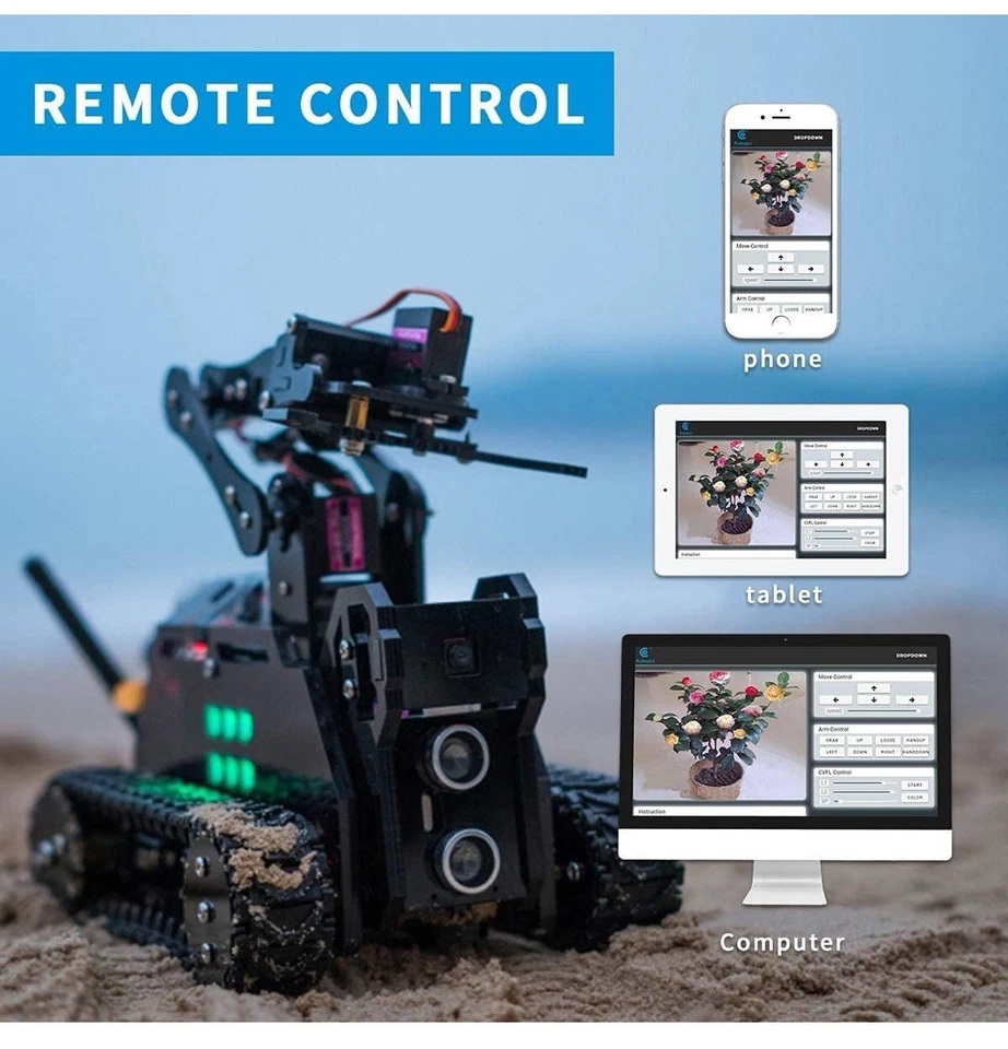 DIY Robot Model Kit for Raspberry Pi 4/3 Model B+/B WiFi Wireless Smart Robot... - Image 3 of 4