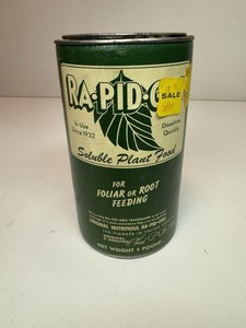Vintage RA-PID-GRO Soluble Plant Food Tin 1 lb Can 23-19-17 Fertilizer