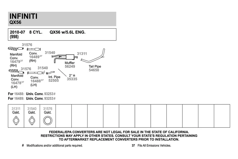 For Nissan Titan 2007-2015 Walker 54650 Aluminized Steel Exhaust Tailpipe Foto 2 de 4