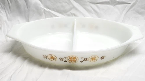 Vintage Pyrex Town & Country Divided Serving Vegetable Dish No Lid USA 1.5 QT #4