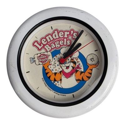 Vintage Kellogg's Tony The Tiger Lender's Bagels Advertising Wall Clock Working