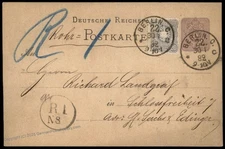 Germany 1882 Berlin Rohrpost Pneumatic Cover 20Pfg 5pf Adler 82593