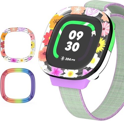 Fitbit Ace LTE Kids Smartwatch Edge Protector Case 2 Pack (Rainbow+Flower)