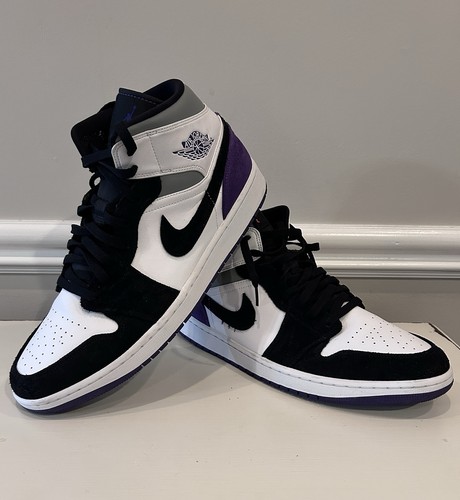 AIR JORDAN 1 MID SE Court Purple Suede 852542-105 White Purple Men’s Size 13 - Afbeelding 1 van 15
