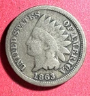 1863 US Copper Nickel Indian Head Cent! Good! Civil War Days! Old US Coin!