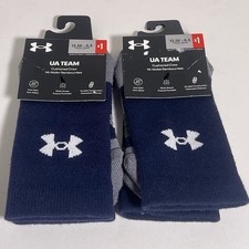 Under Armour UA Team Cushioned Crew Socks Youth Navy Blue Lot Of 2