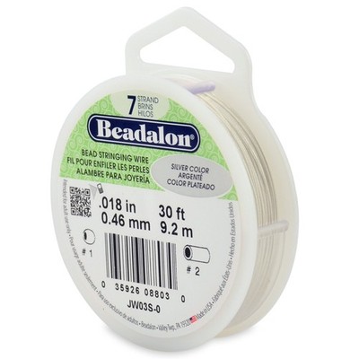 7 Strand Bead Stringing Wire 0.018 In / 0.46 mm Silver Color 30 FT / 9.2 m