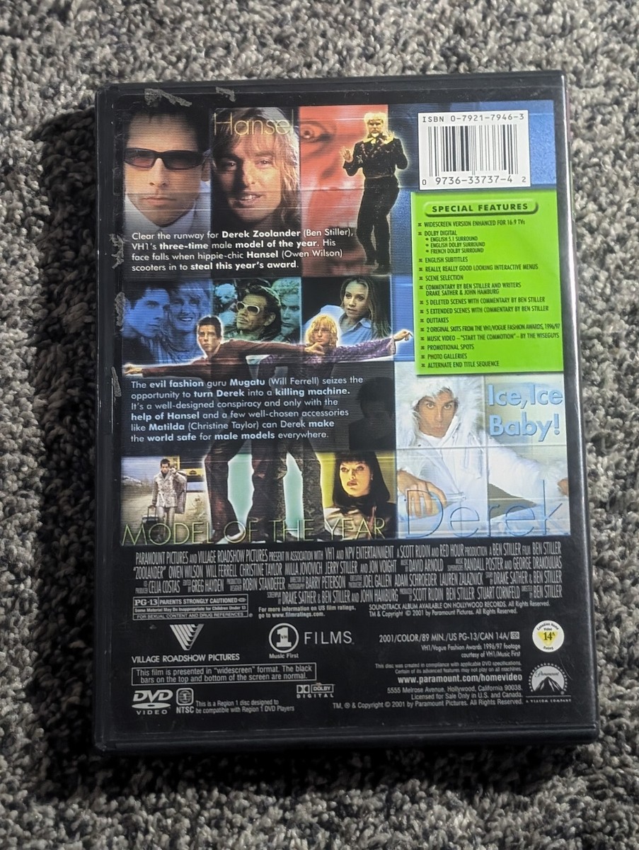 Zoolander (DVD, 2002) Widescreen *OR Full Screen Ben Stiller