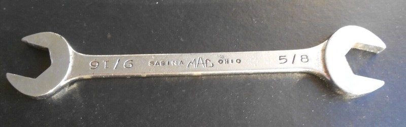 Vintage MAC Tools 9/16" x 5/8" Open End Wrench DR1820 Sabina OH Made in USA