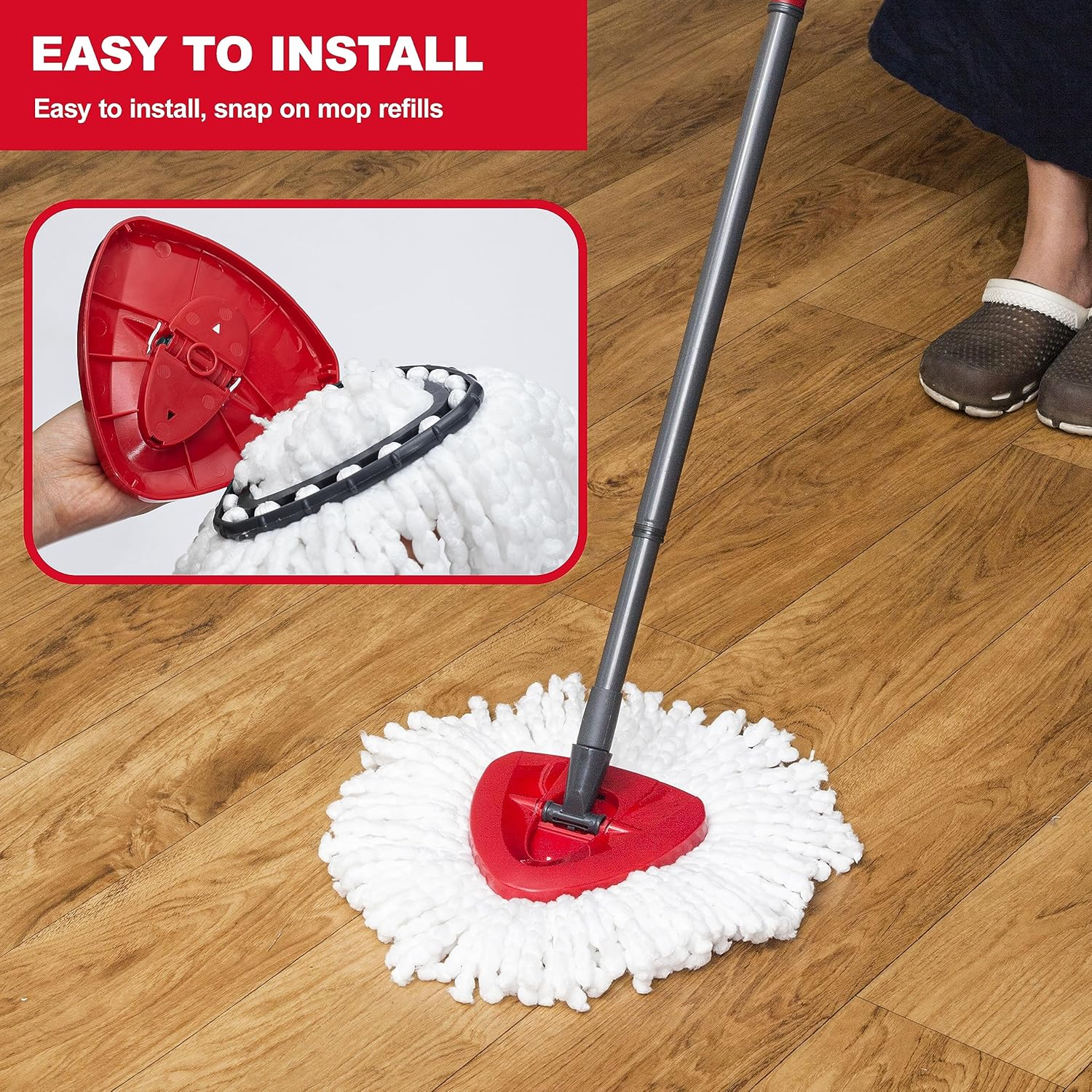 Spin Mop Replacement Heads – 4-Pack Spin Mop Refill Compatible with O-Cedar E...