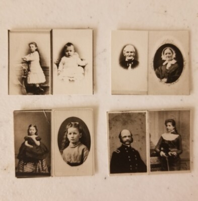 Lot #1 (8) Dollhouse Miniature Antique Cabinet Cards Photos Pictures Portraits