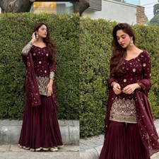 Wedding Wear Kurta Sharara Dupatta Set Indian Women's Bollywood Wear Kurtis Set
