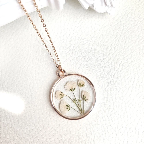 Pressed Flower Necklace Vintage Dried Flower Resin Jewelry Gift For Women