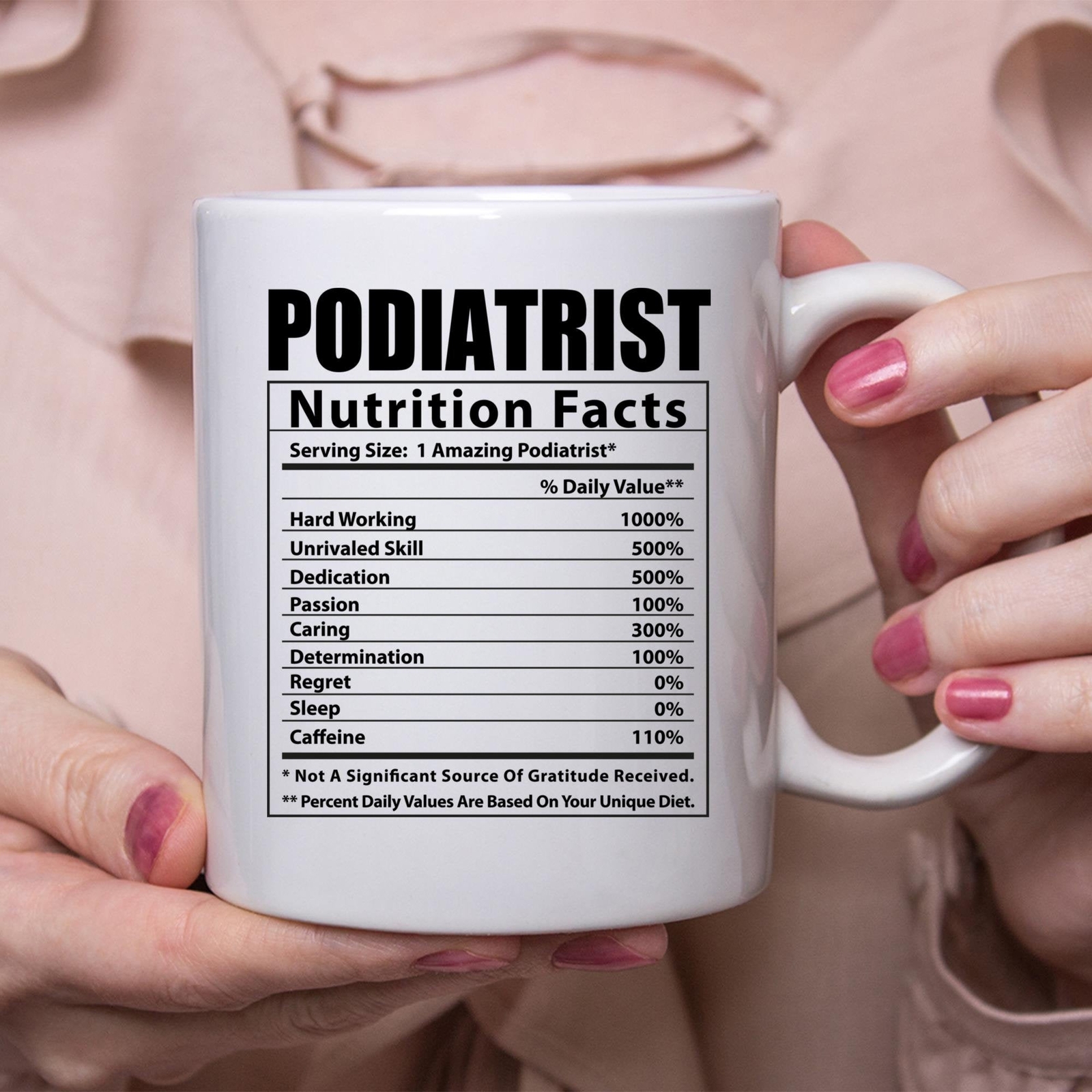 Funny Podiatrist Nutritional Facts White Coffee Mug