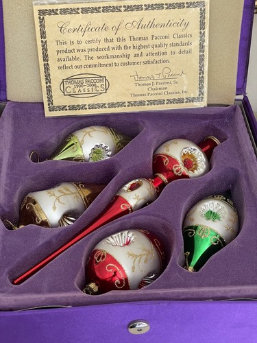 Thomas Pacconi Museum Series Glass Indent Christmas Ornaments Set of 12 In Case - Picture 2 of 11