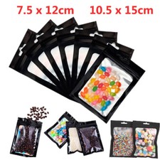 100Pcs Smell Proof Black Holographic Mylar Bags Resealable Zip Foil Pouch