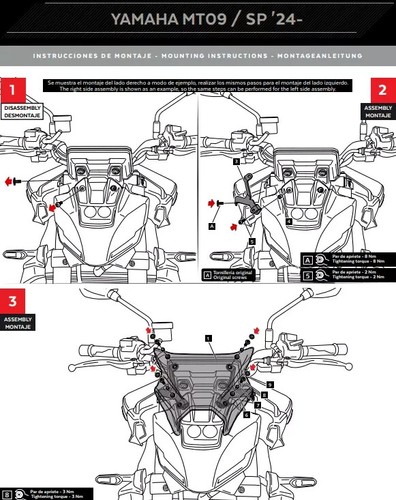 Parabrisas Naked N. G. Sport Plus Puig para Yamaha MT-09 850 2024 Carbon Look - Imagen 4 de 5