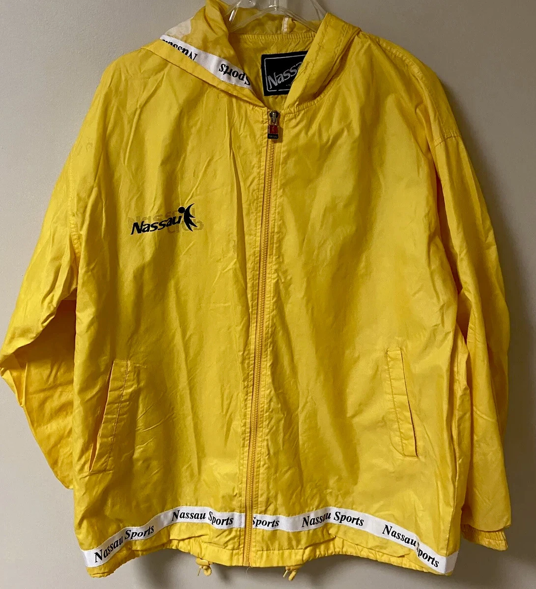 Nassau Sport Men's Fisherman Rain Jacket Yellow Hooded Large